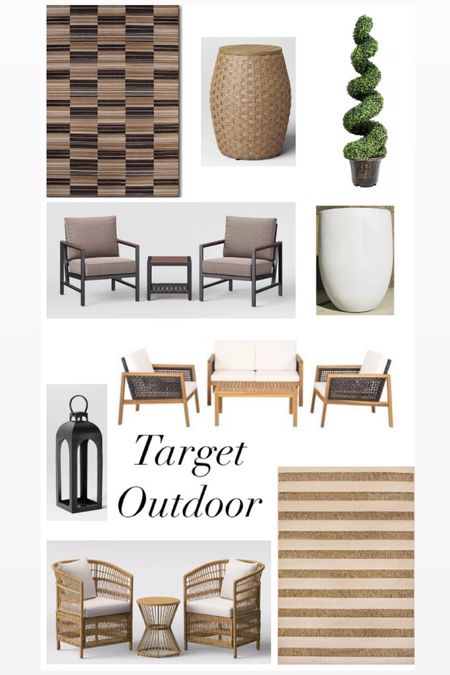 Outdoor living at Target! Patio furniture, outdoor furniture, outdoor rugs, planter pot, spiral topiary 

#LTKSeasonal #LTKxTarget #LTKhome