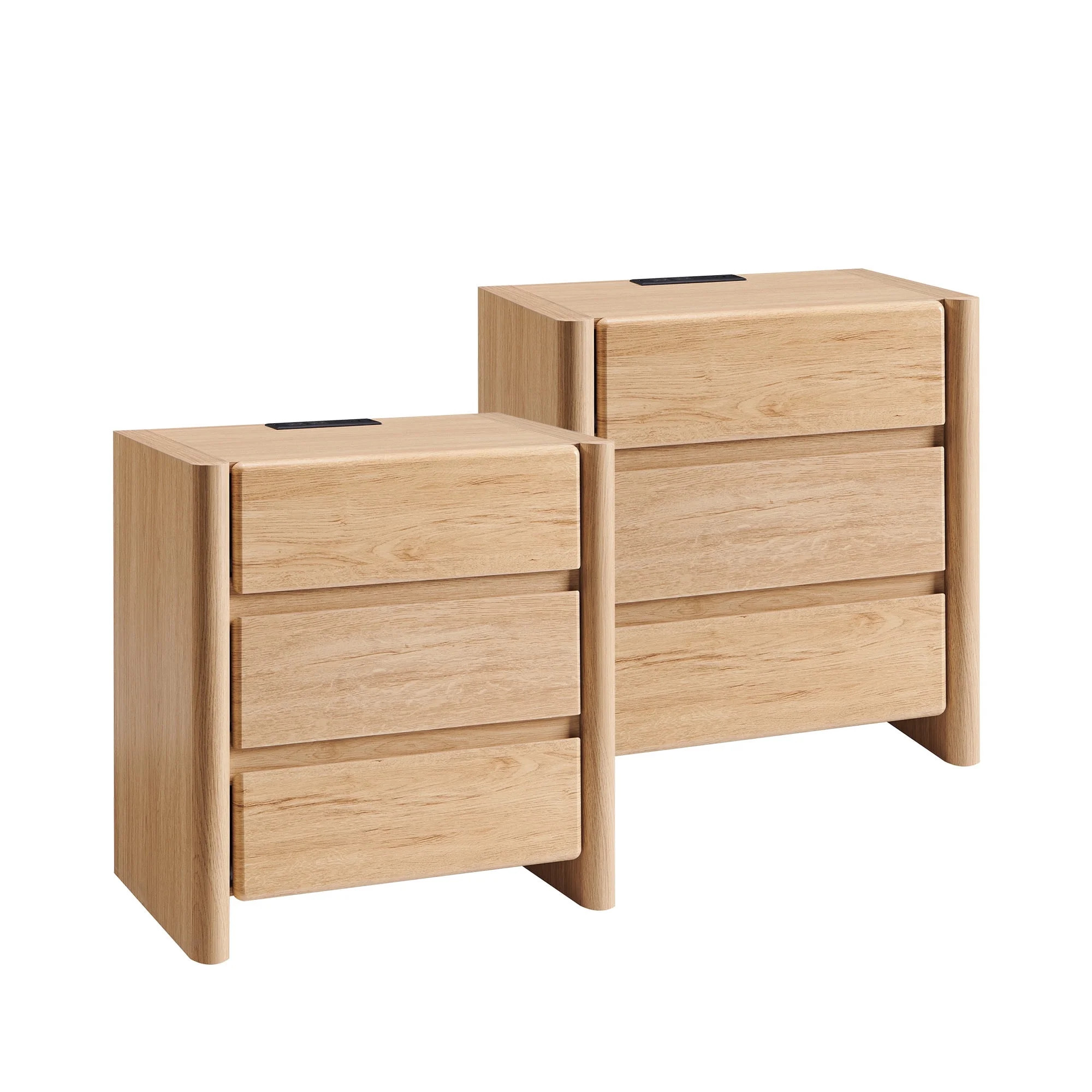 wow97e 25" Tall Nightstand set of 2 for Bedroom, Wood End Table with Charging Station & 3 Storage... | Walmart (US)