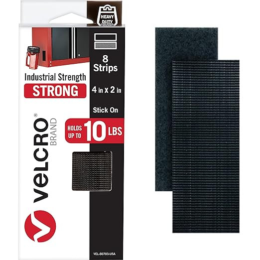 VELCRO Brand Heavy Duty Fasteners | 4x2 Inch Strips with Adhesive 8 Sets | Holds 10 lbs | Black I... | Amazon (US)