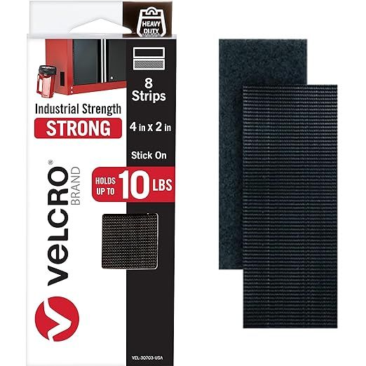 VELCRO Brand Heavy Duty Fasteners | 4x2 Inch Strips with Adhesive 8 Sets | Holds 10 lbs | Black I... | Amazon (US)