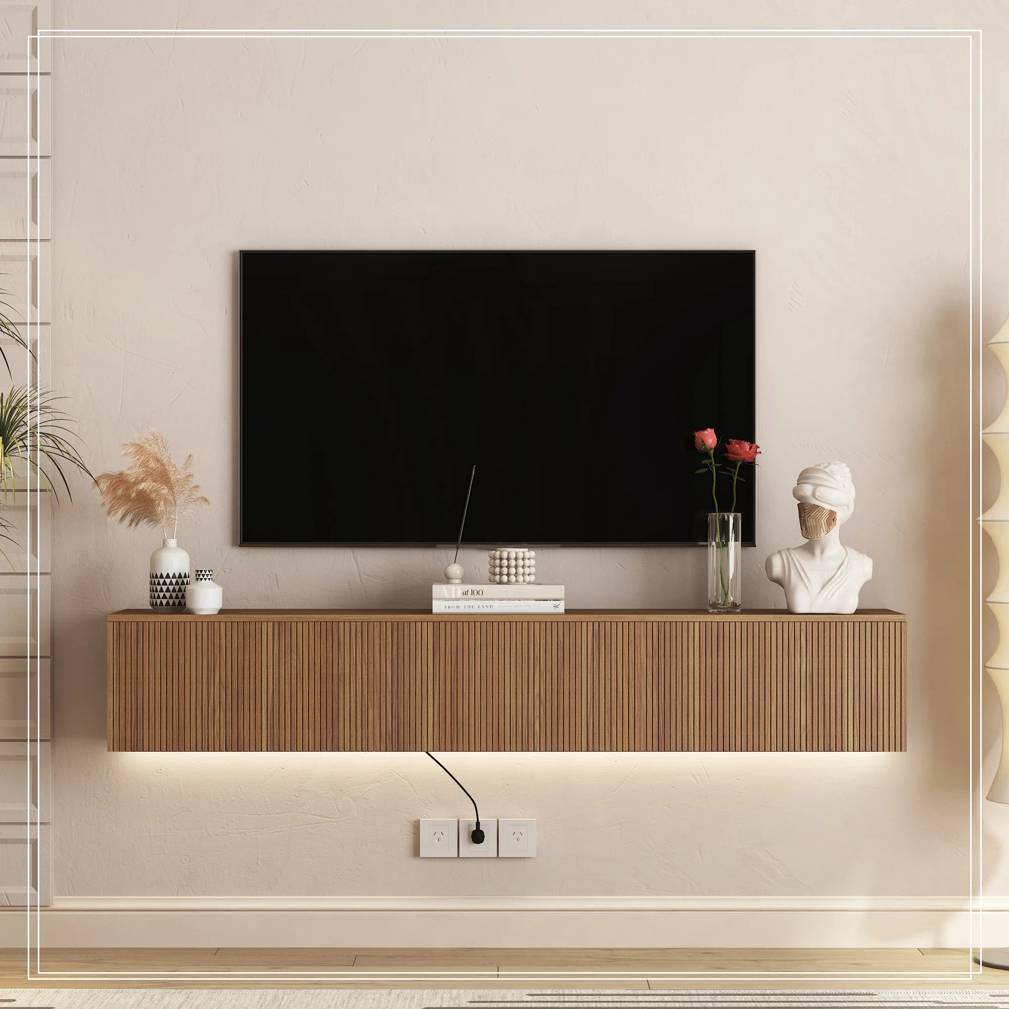 Floating TV Stand Wall Mounted with 16 Color LEDs,69" Modern TV Stand, Floating TV Cabinet Entert... | Wayfair North America