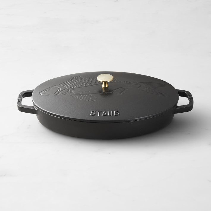 Staub Enameled Cast Iron Oval Gratin with Sea Bass Embossed Lid | Williams-Sonoma