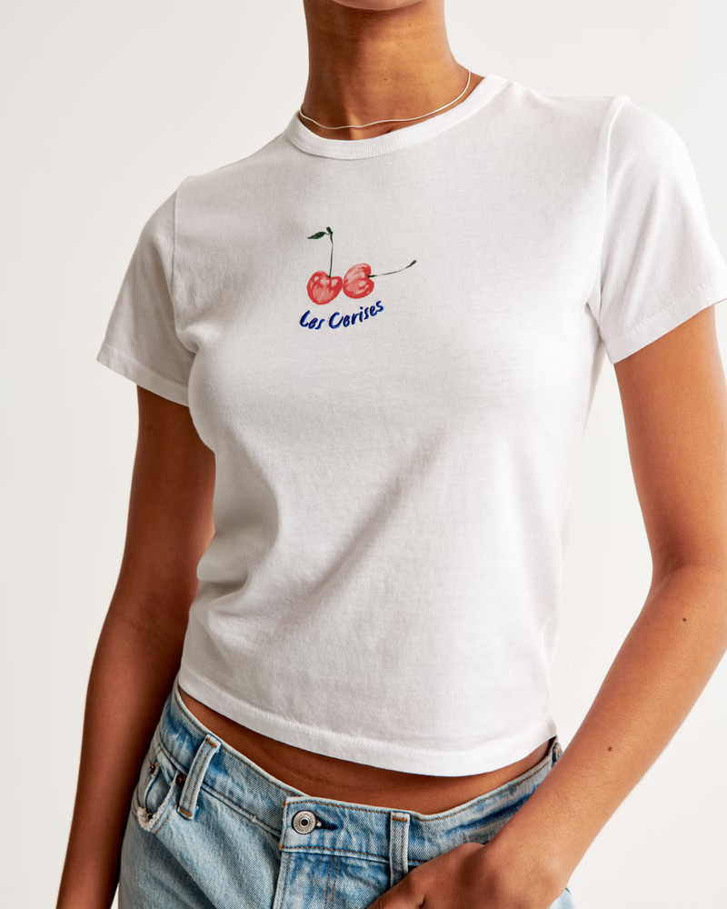 Women's Short-Sleeve Cherry Graphic Skimming Tee | Women's New Arrivals | Abercrombie.com | Abercrombie & Fitch (US)