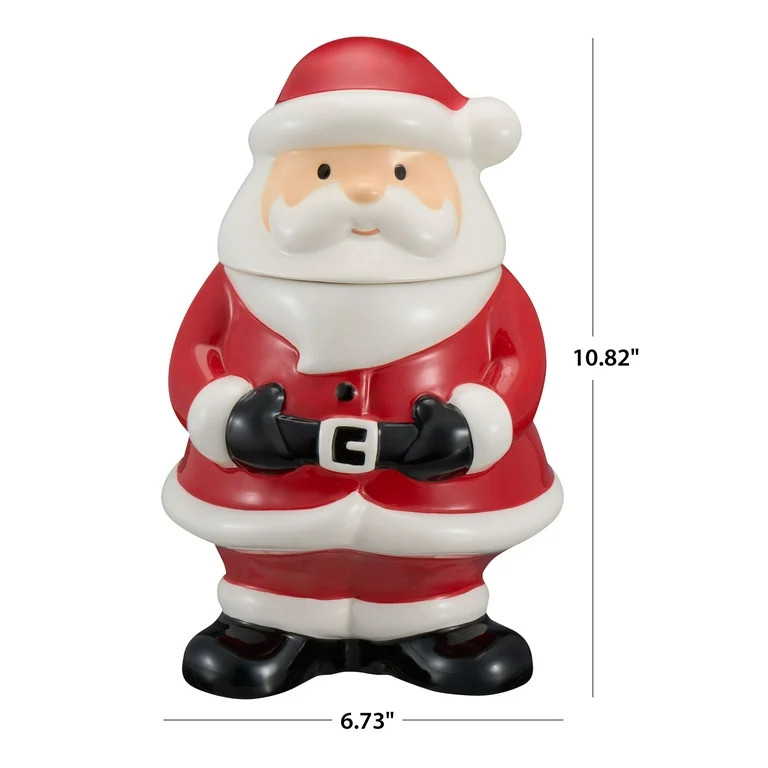 Holiday Time 55-Oz Santa Glazed Earthenware Ceramic Treat Jar with Lid, Multicolor | Walmart (US)
