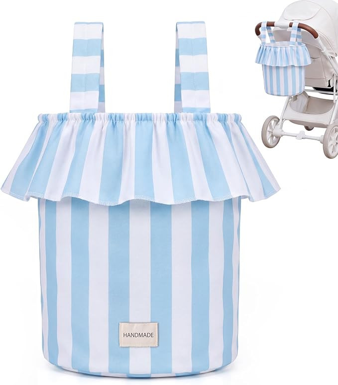 Abbylike Ruffle Stroller Bag with Removable Handles, Cotton Stroller Organizer with Waterproof Li... | Amazon (US)