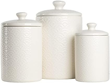 10 Strawberry Street Kitchen Canister Set, 3 Piece, Tide White | Amazon (US)