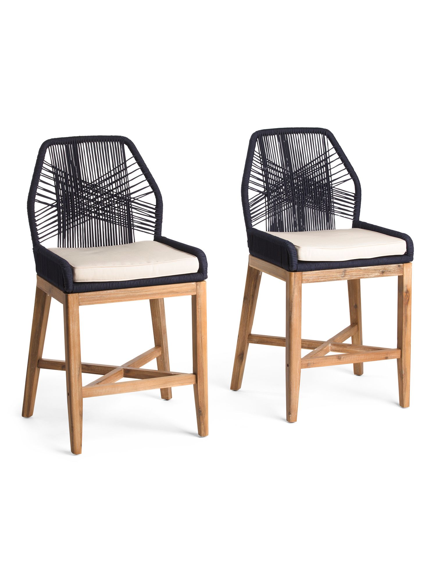 Set Of 2 Rope Cross Weave Counter Stools | TJ Maxx