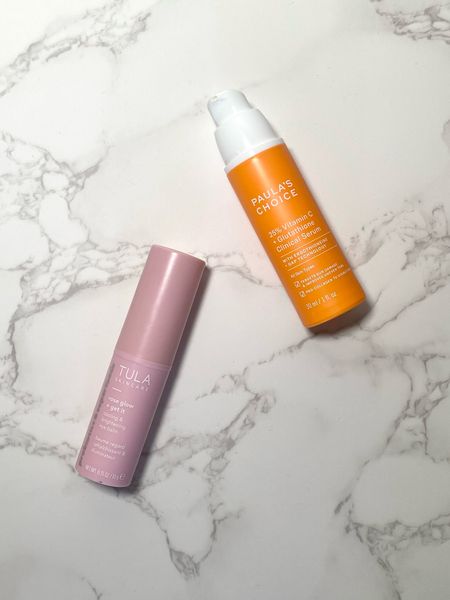 Super simple morning skincare routine - Tula eye cooling stick and the Paula’s Choice vitamin C serum  
