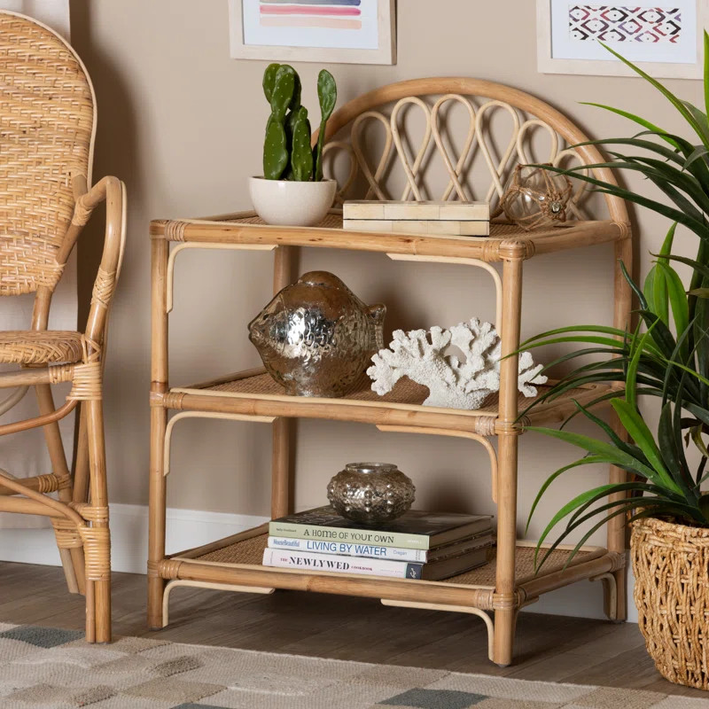 Redell Modern Bohemian Rattan 3-Tier Display Shelf | Wayfair North America