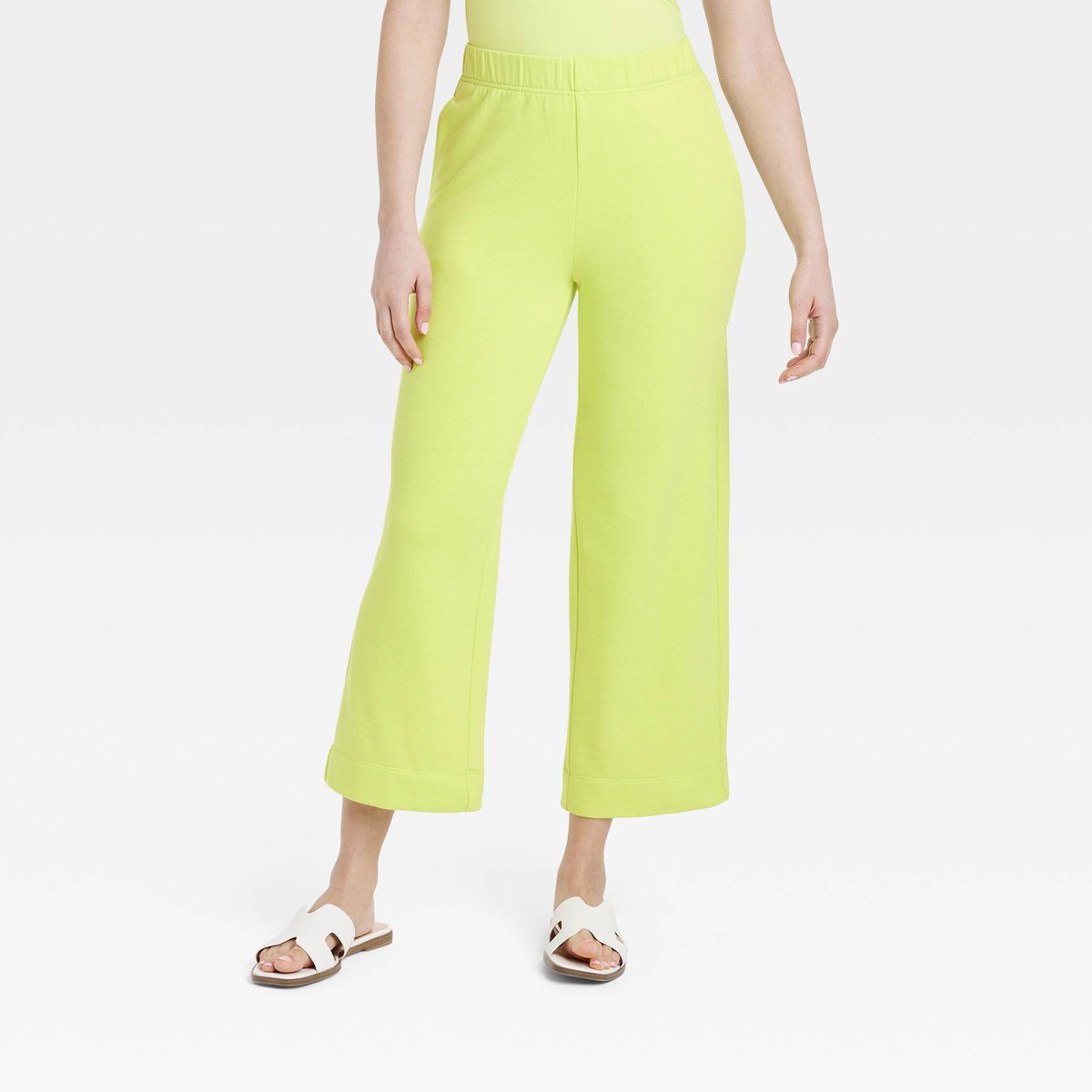 Women's High-Rise Cropped Wide Leg Sweatpants - A New Day™ Yellow M | Target