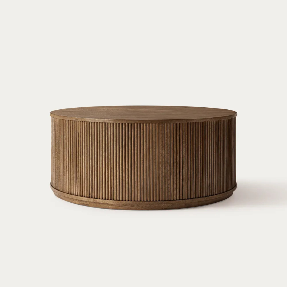 Rolf 42" Round Oak Coffee Table | Hernest