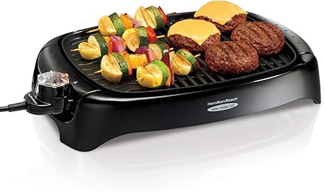 Hamilton Beach Smokeless Electric Indoor Grill, 100 sq. in. Surface Serves 8, Adjustable Temperat... | Amazon (US)