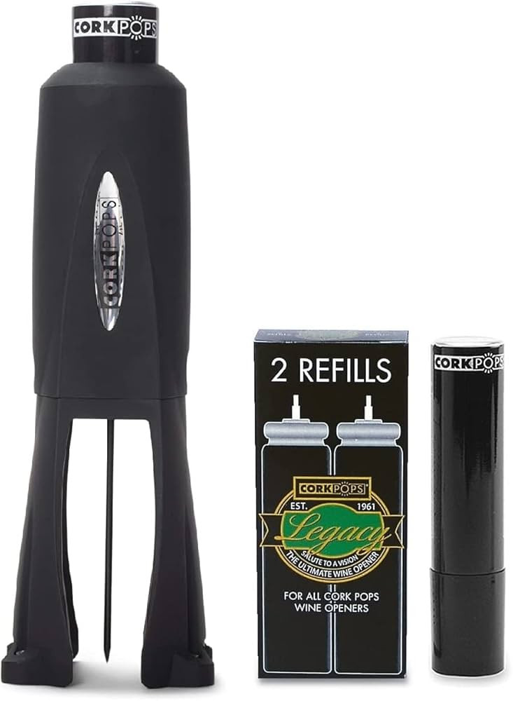 Cork Pops Legacy Wine Opener w/ 3 Refill Cartridges Built-in 4-Blade Foil Cutter Safe Cork Remova... | Amazon (US)