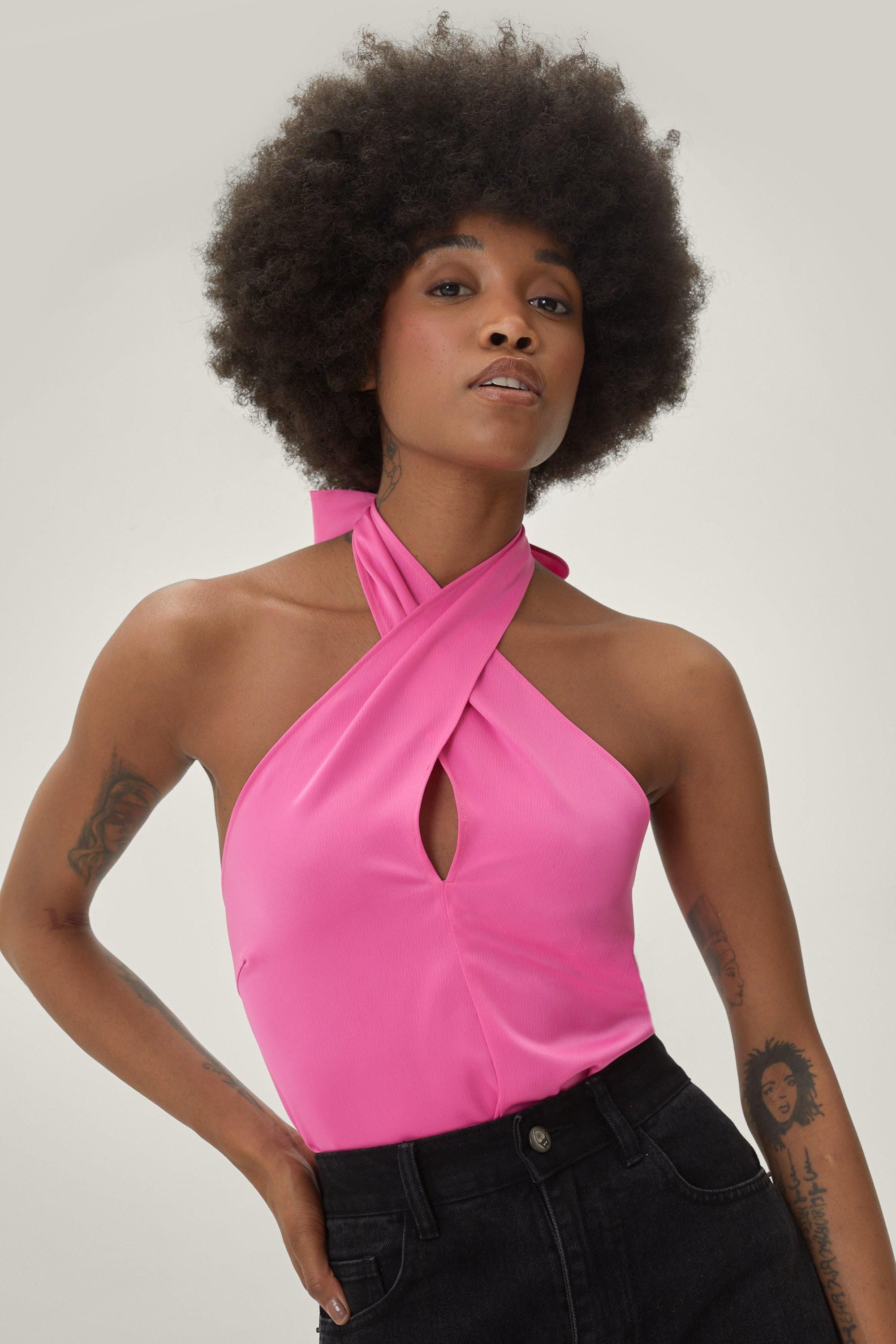 Petite Halterneck Satin Cami Top | Nasty Gal (US)