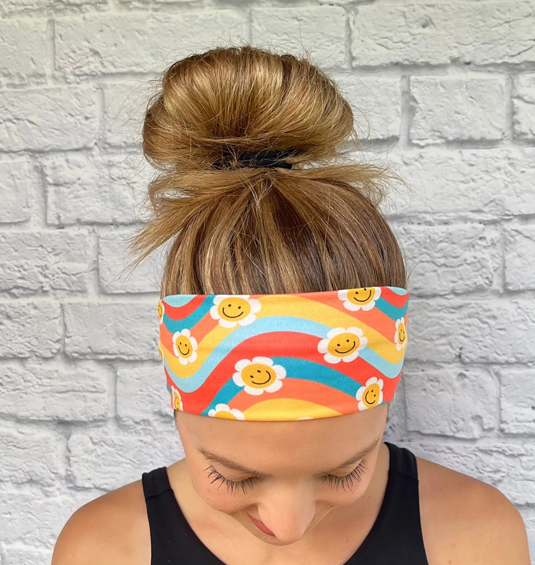 Retro Floral Headband, Vintage Looking Headband, Hippie Headband, Stretch Headband, 60s Style, 70... | Etsy (US)