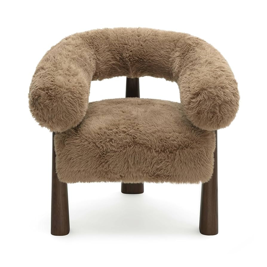 First of a Kind Accent Chair in Taupe Faux Shearling | Amazon (US)