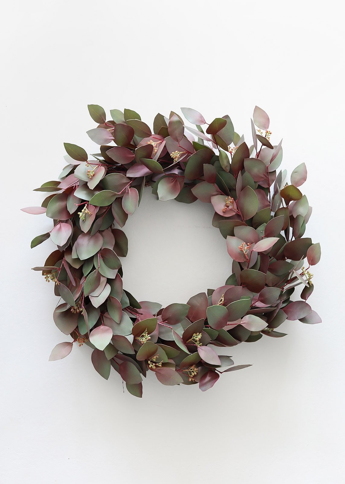 Burgundy Green Real Touch Seeded Eucalyptus Wreath - 22" | Afloral (US)