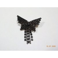 Vintage Faux Black Onyx Butterfly Brooch | 9267 Prong Set Rhinestones | Etsy (US)