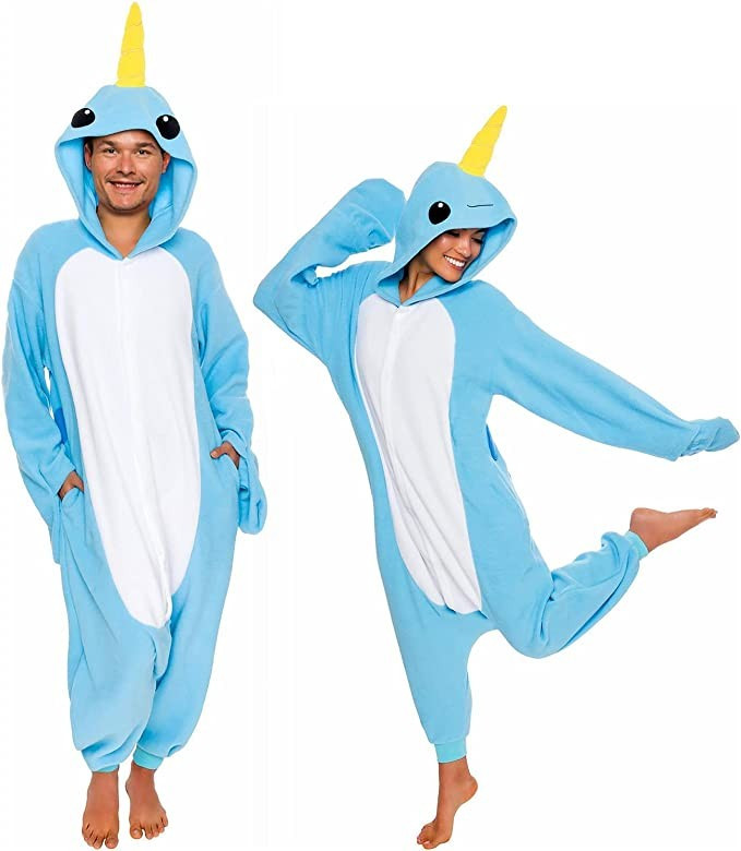 Amazon.com: Silver Lilly Adult Onesie - Narwhal Costume -Cosplay- One Piece Pajama - Plush Dolphi... | Amazon (US)