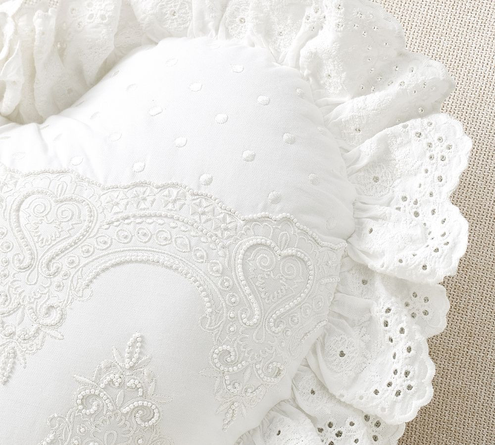 LoveShackFancy Embellished Heart Shaped Pillow | Pottery Barn (US)