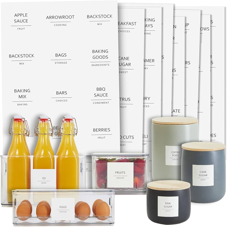 Talented Kitchen 157 Pantry Organization Labels for Food Storage Containers, Preprinted Black All... | Amazon (US)