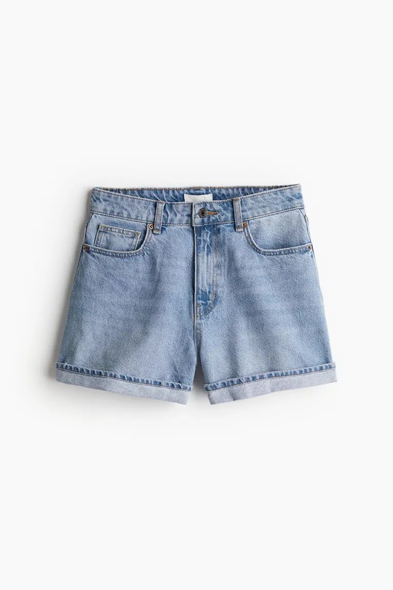High Waist Denim Shorts - High waist - Short - Light denim blue - Ladies | H&M US | H&M (US + CA)
