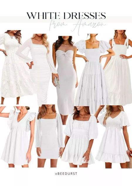 White dresses from Amazon, bridal dress, graduation dress, bridal shower dress, spring dress, spring outfit, graduation dress, date night outfit, resort wear, Amazon fashion, Amazon dresses, rehearsal dinner dress for bride, engagement party dress for bride

#LTKfindsunder50 #LTKwedding #LTKU