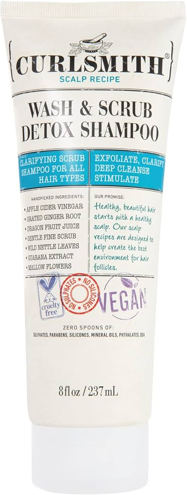 CURLSMITH - Wash & Scrub Detox Shampoo - Vegan Exfoliating Clarifying Shampoo for any Hair Type, ... | Amazon (US)