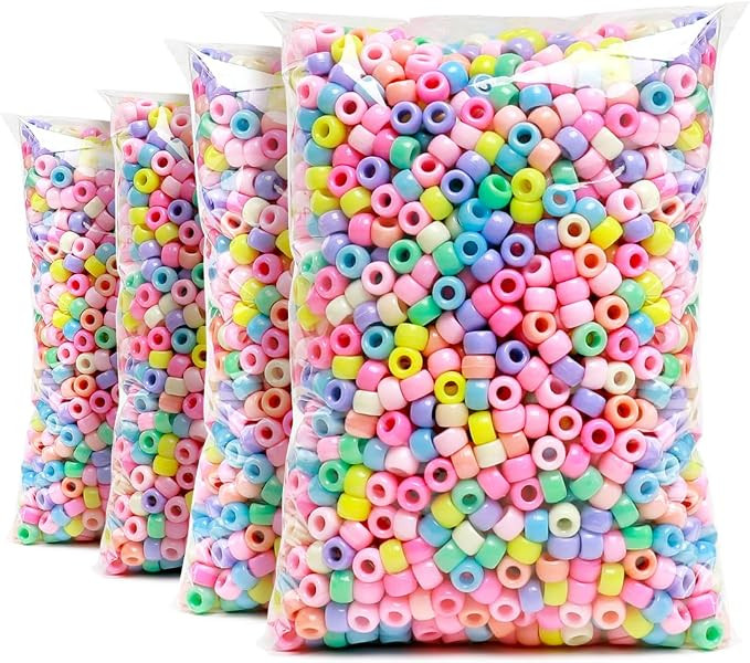 Praisebank Pony Beads, 4000pcs Pony Beads,Candy Macaron Color, Jewelry Making, Crafts, Hair Beads... | Amazon (US)