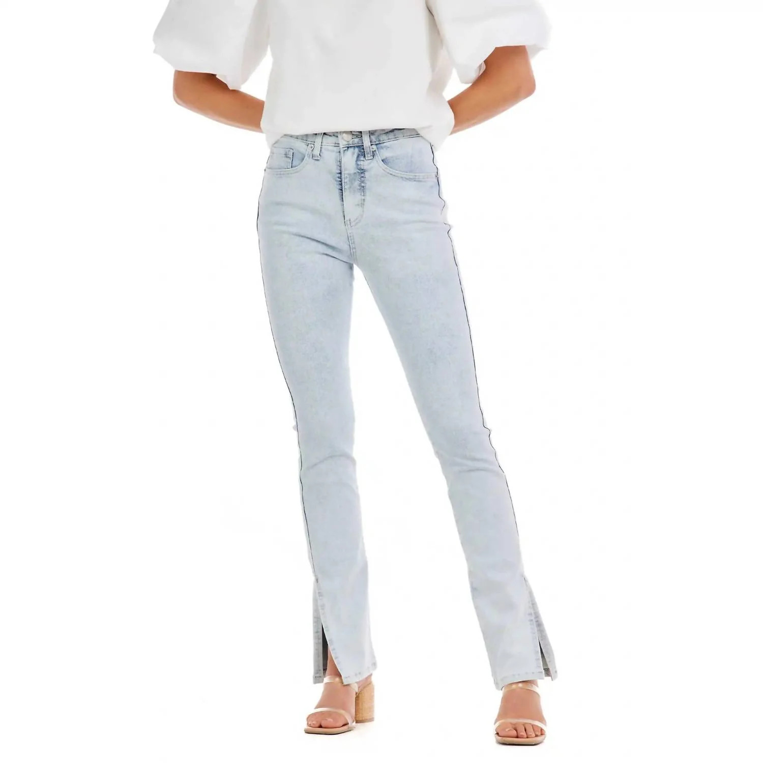 Yorker Side Slit Jeans In Blue | Shop Simon
