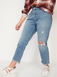 Mid-Rise Boyfriend Straight Ripped Jeans for Women | Old Navy (US)