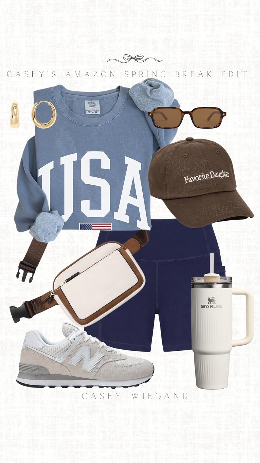 Spring break essentials! I'm all about this USA sweatshirt, comfy shorts, and cute accessories. Perfect for a laid-back day out. #SpringBreak #AmazonFinds

#LTKSeasonal #LTKSpringSale #LTKootd