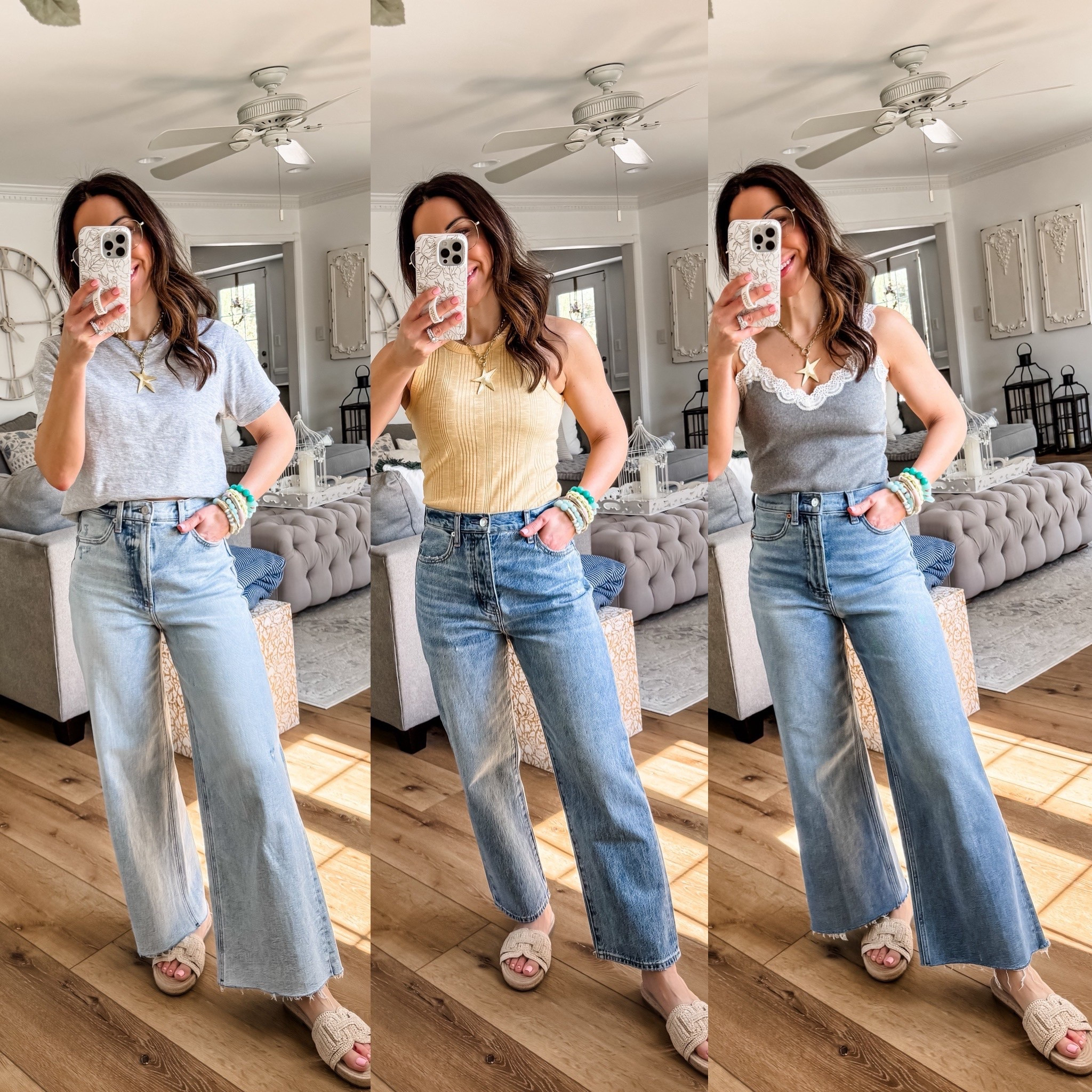 Pistola denim a 20% off. Wearing 26. I sized up. Wide leg jeans. Straight leg jeans. Tee small. Tank XS. Tank code LTK10

#LTKSaleAlert #LTKOver40 #LTKPetite