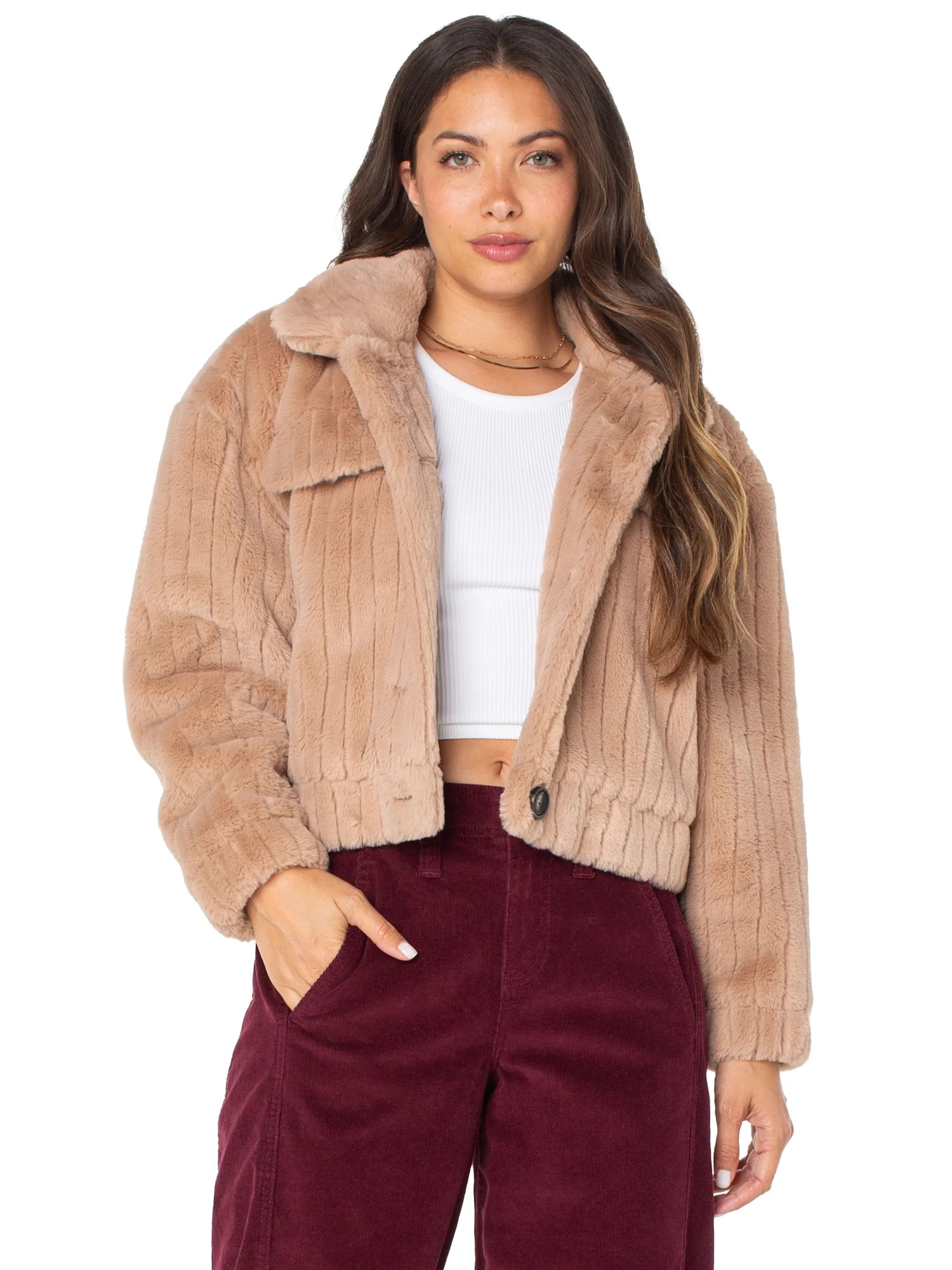 Celebrity Pink Faux Fur Button-up Jacket, Sizes XS-XXXL - Walmart.com | Walmart (US)