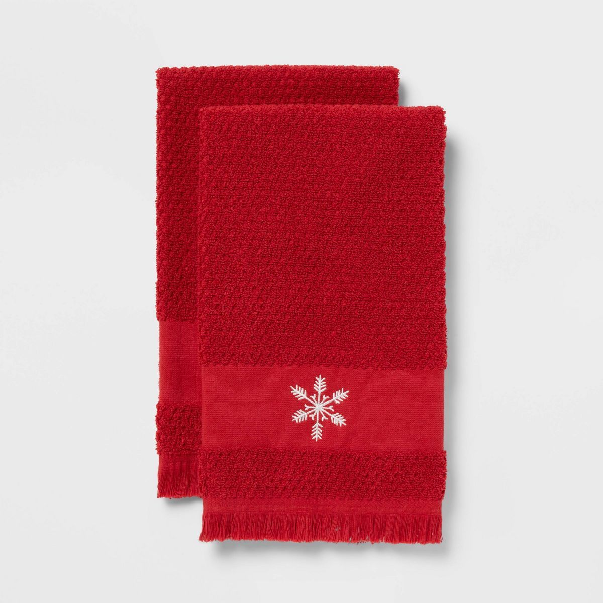 2pk Snowflake Christmas Hand Towel Red - Threshold™ | Target