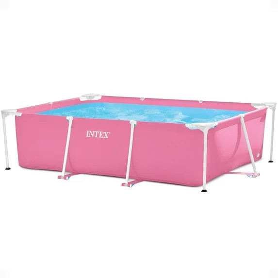 INTEX Rectangular Metal Frame 7ft x 23in Above Ground Swimming Pool, Pink | Walmart (US)