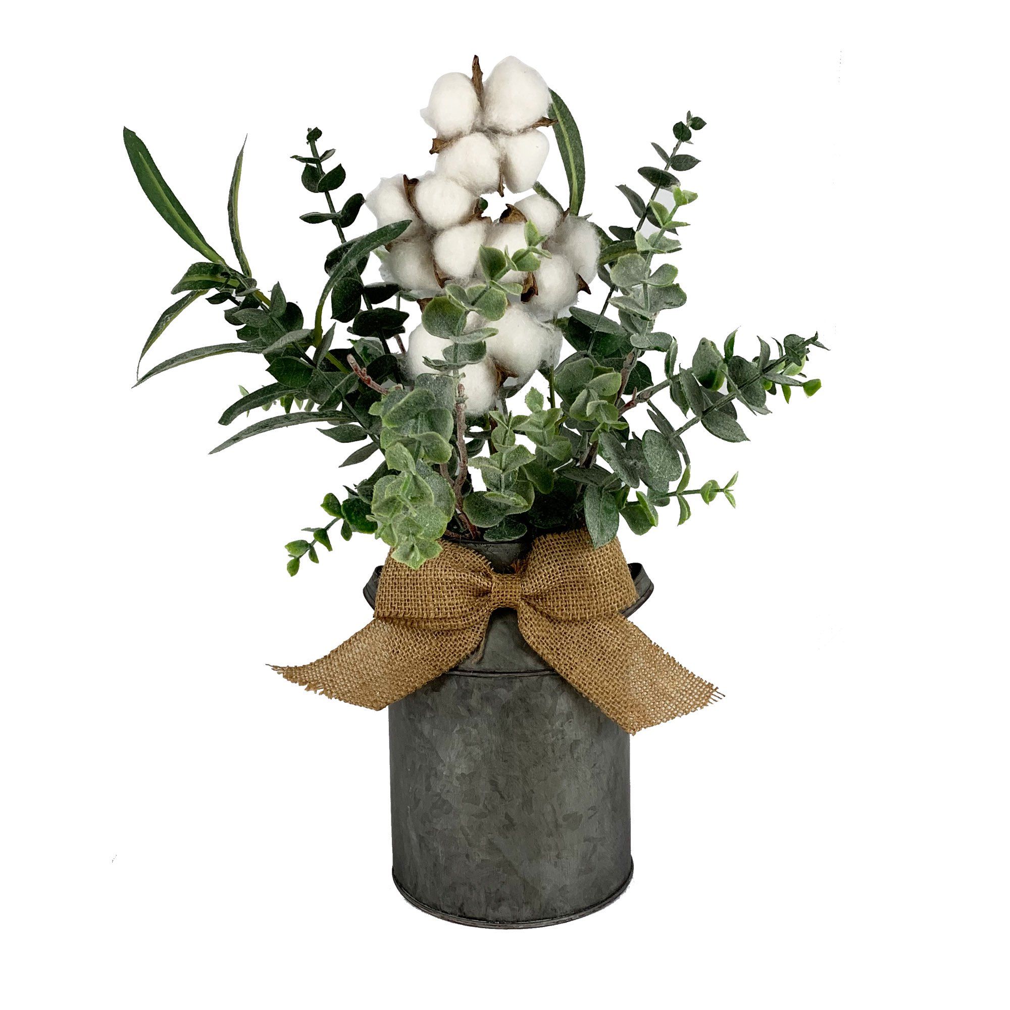 Mainstays Faux Cotton Plant in Galvanized Bucket, 16" | Walmart (US)