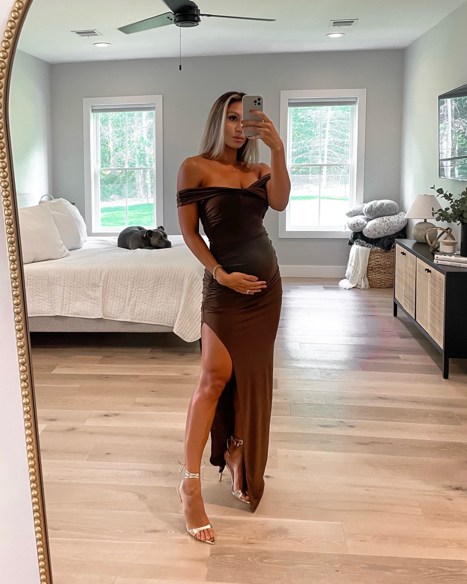 Wedding guest ✨ 

• September wedding 
• Bump friendly 
• 25 weeks pregnant 
• Windsor dress 
• PLT gold heels 

#LTKwedding #LTKbump #LTKfit