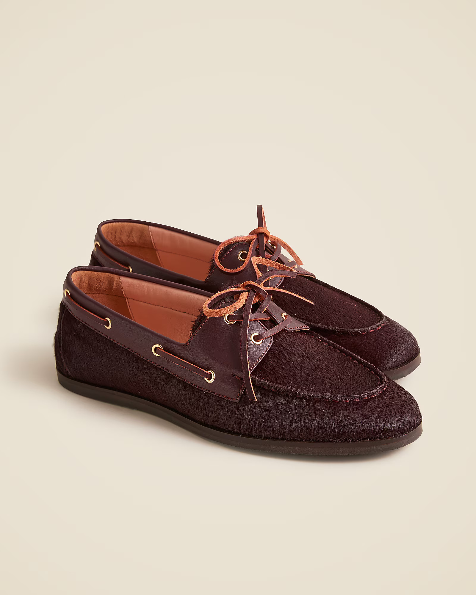 Boat shoes in calf hair and leather | J. Crew US