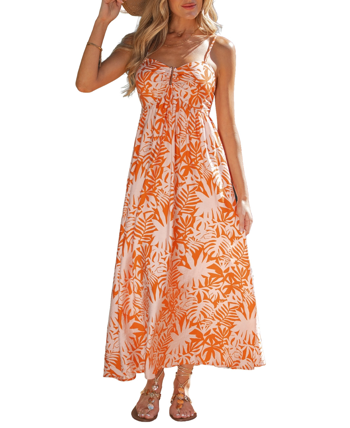 Cupshe Women's Peach Please Tropical Maxi Beach Dress - Orange | Macy's