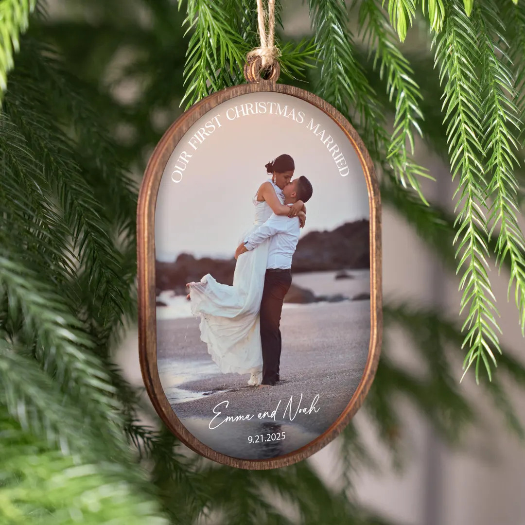 First Christmas Married Ornament With Photo - Personalized Christmas Keepsake - Wedding Christmas... | Etsy (US)