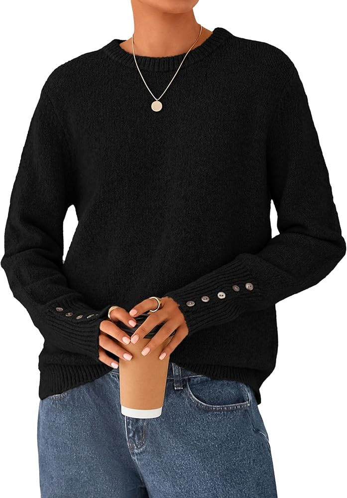 PRETTYGARDEN Fall Sweaters for Women 2025 Cozy Casual Crewneck Pullover Button Long Sleeve Knit T... | Amazon (US)