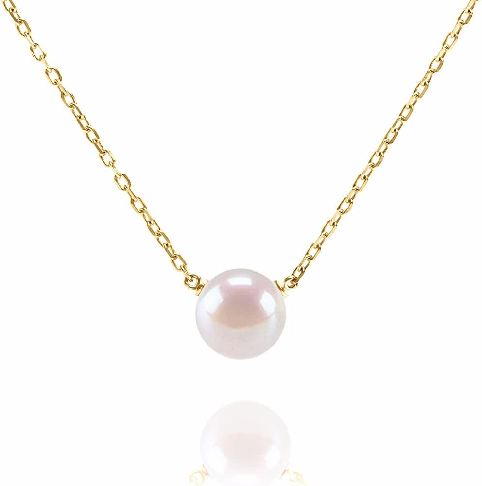 PAVOI Handpicked AAA+ Freshwater Cultured Single Pearl Necklace Pendant | Gold Necklaces for Wome... | Amazon (US)