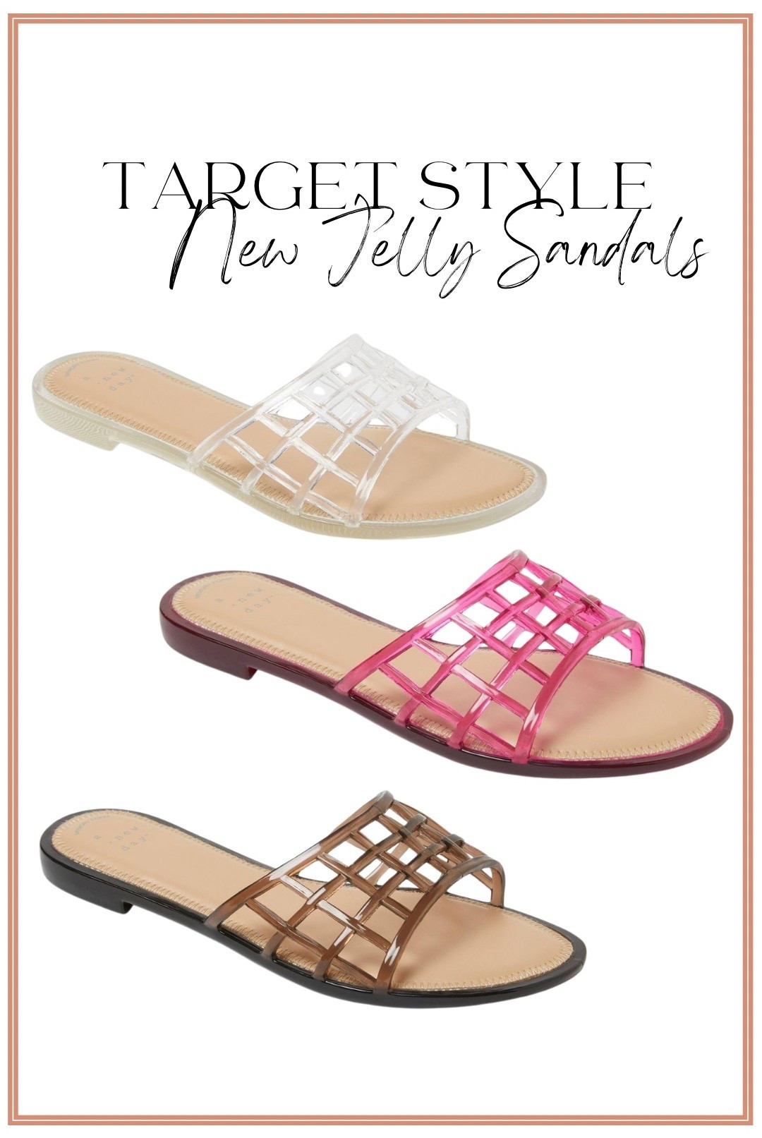New Target shoes just dropped and these jelly sandals are giving major designer vibes for a fraction of the price! 😍 From the clear neutral pair to the fun pop of pink and classic brown, these are the perfect summer sandals to throw on with dresses, denim shorts, linen pants, or your favorite vacation outfits.

I love that they have that trendy woven jelly sandal look while still being comfortable and easy to wear. The clear pair is such a versatile neutral, but that pink pair is definitely calling my name! 💗

✨ Affordable Target fashion find
✨ Trendy jelly sandals for summer
✨ Available in multiple colors
✨ Easy everyday sandal styling
✨ Designer-inspired look for less

Which color would you choose: clear, pink, or brown? 👇

#TargetStyle #TargetFinds #TargetFashion #TargetShoes #JellySandals #SummerSandals #AffordableFashion #FashionFinds #TargetNewArrivals #SummerStyle #VacationStyle #ResortWear #EverydayStyle #FashionOver40 #BudgetFriendlyFashion #DesignerInspired #TargetRun #TargetMustHaves #SandalSeason #WomensFashion

#LTKootd