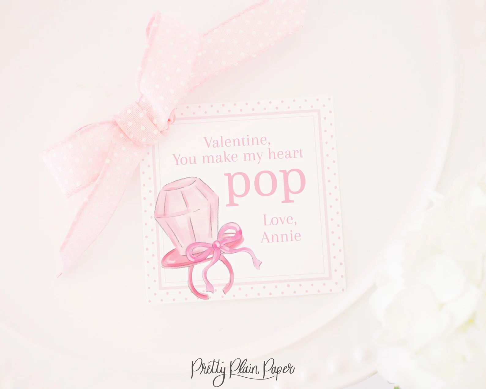 Watercolor Pink Ring Pop Valentine Tag  3.5 X 3.5 Printable  - Etsy | Etsy (US)