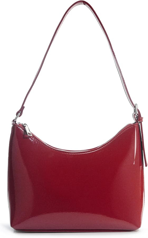 HOXIS Minimalist Faux Patent Leather Shoulder Bag Shiny Women Purse Y2K Style | Amazon (US)
