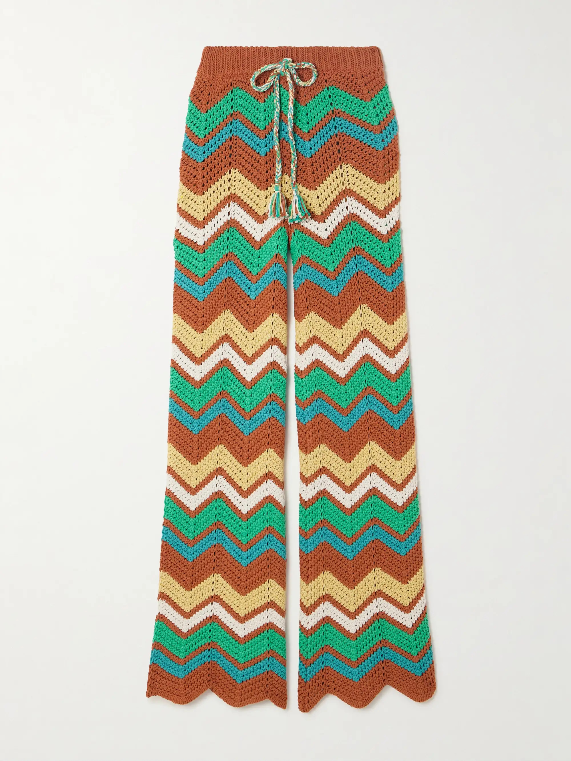 Kaleidoscopic Chevron crocheted cotton-blend straight-leg pants | NET-A-PORTER (US)