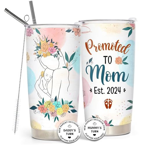 365FURY New Mom Gifts For Women - Mother To Be, New Mom After Birth, Pregnant Mom Gifts - 20Oz Tumbler Straw & Decision Coin Gift Set - Gender Reveal Gifts for Parents, Baby Shower Gifts, Christmas | Amazon (US)
