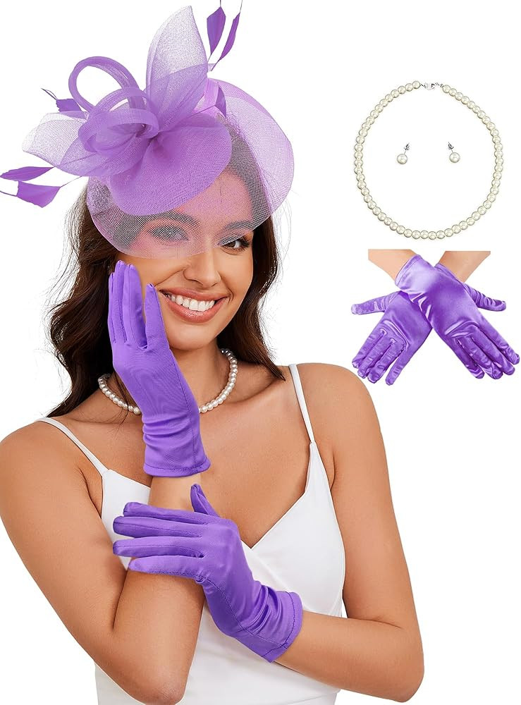Ibeauti Fascinator Hats with Screentouch Lace Gloves Set for Women Tea Party Cocktail Wedding Der... | Amazon (US)