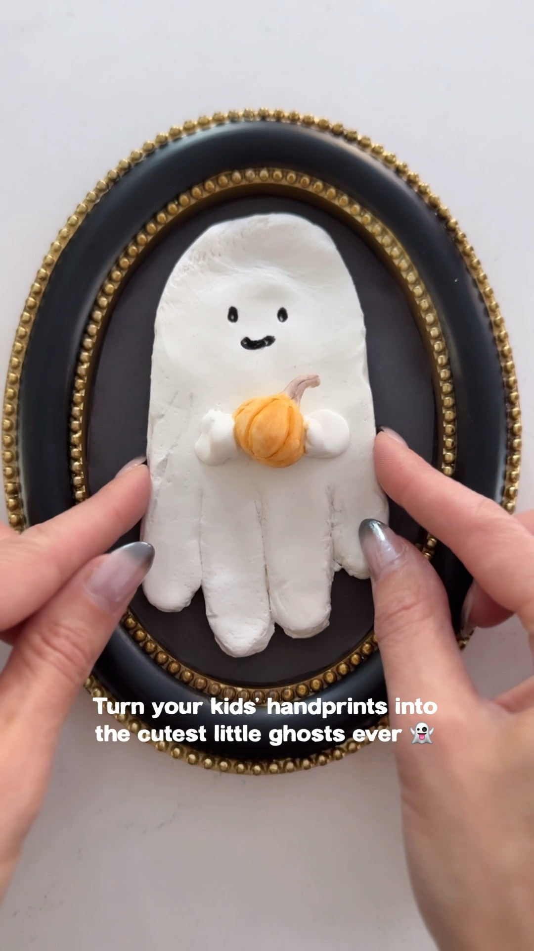 Turn tiny handprints into little ghost keepsakes you’ll treasure every Halloween!

All you need is some Crayola Model Magic, a cute frame, and a little imagination 👻✋🏻✨

Here’s how to make them:
1️⃣ Press your child’s hand into Crayola Model Magic clay.
2️⃣ Use a knife to carefully cut around the outline.
3️⃣ Add any little accessories if you’d like (bows, hats, pumpkins, candle, etc.)
4️⃣ Let the clay dry completely.
5️⃣ Draw on eyes and a mouth with a Sharpie (and paint if you want extra detail).
6️⃣ Cover a photo frame backing with black construction paper.
7️⃣ Hot glue your handprint ghosts in place and display!

#halloweencraft #kidscraftideas #handprintcraft #diyhalloweendecor #momhacks #keepsakecraft #halloweendecor #fallcrafts

#LTKKids #LTKHome #LTKHalloween
